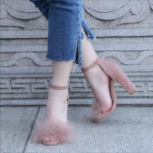 Pink Faux Fur Heels